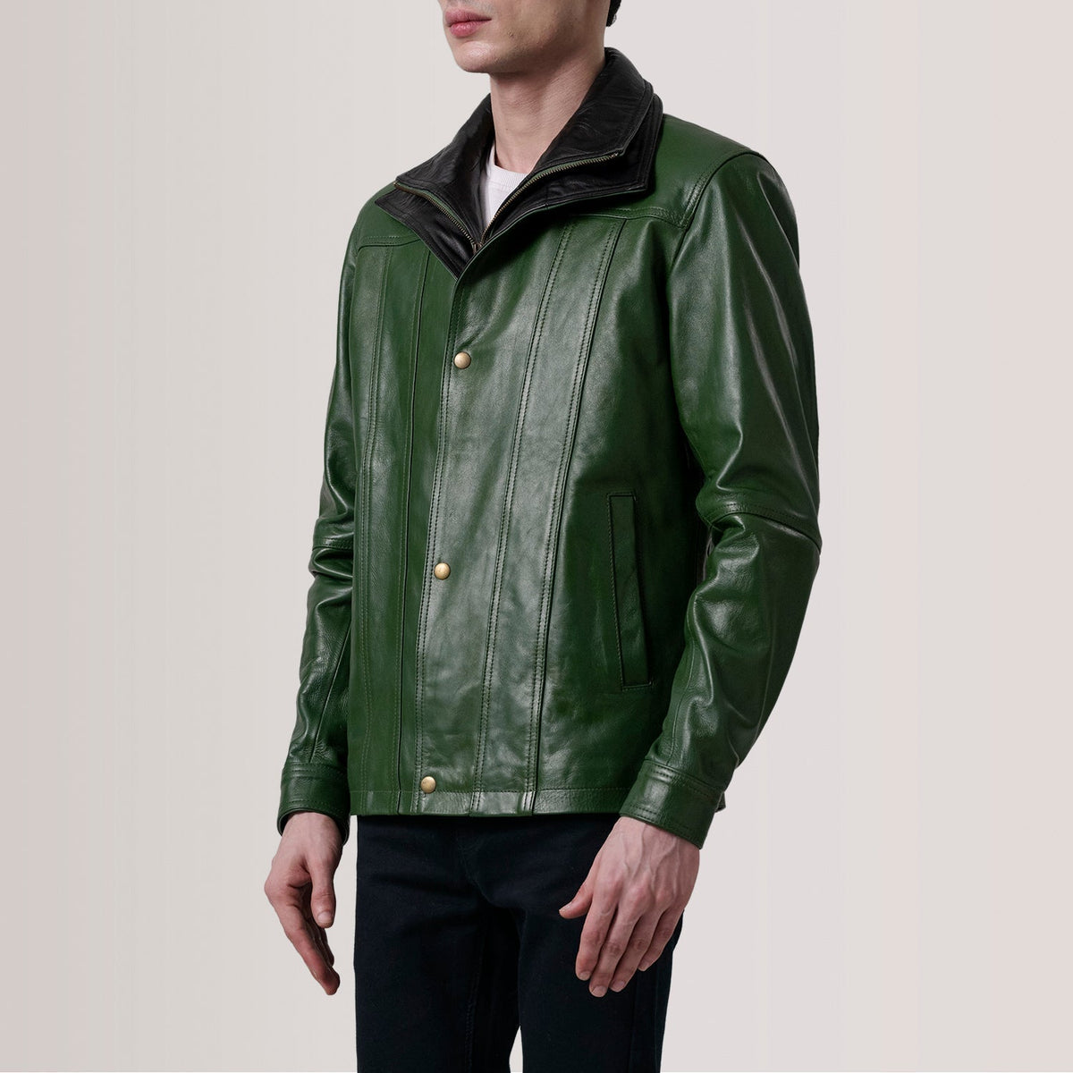 Klen Green Classic Jacket - men's jacket in green premium leather, view 3