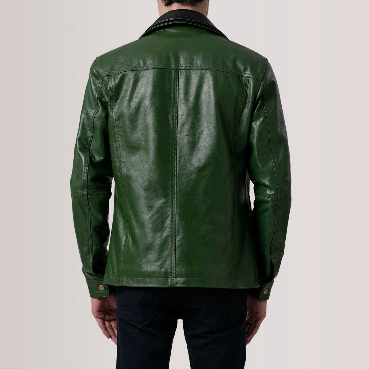Klen Green Classic Jacket - men's jacket in green premium leather, view 4