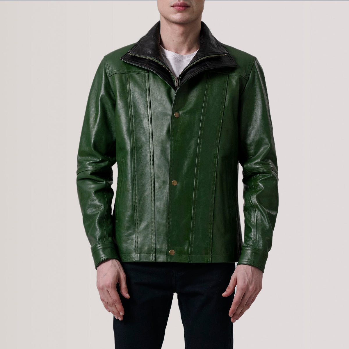 Klen Green Classic Jacket - men's jacket in green premium leather, view 5