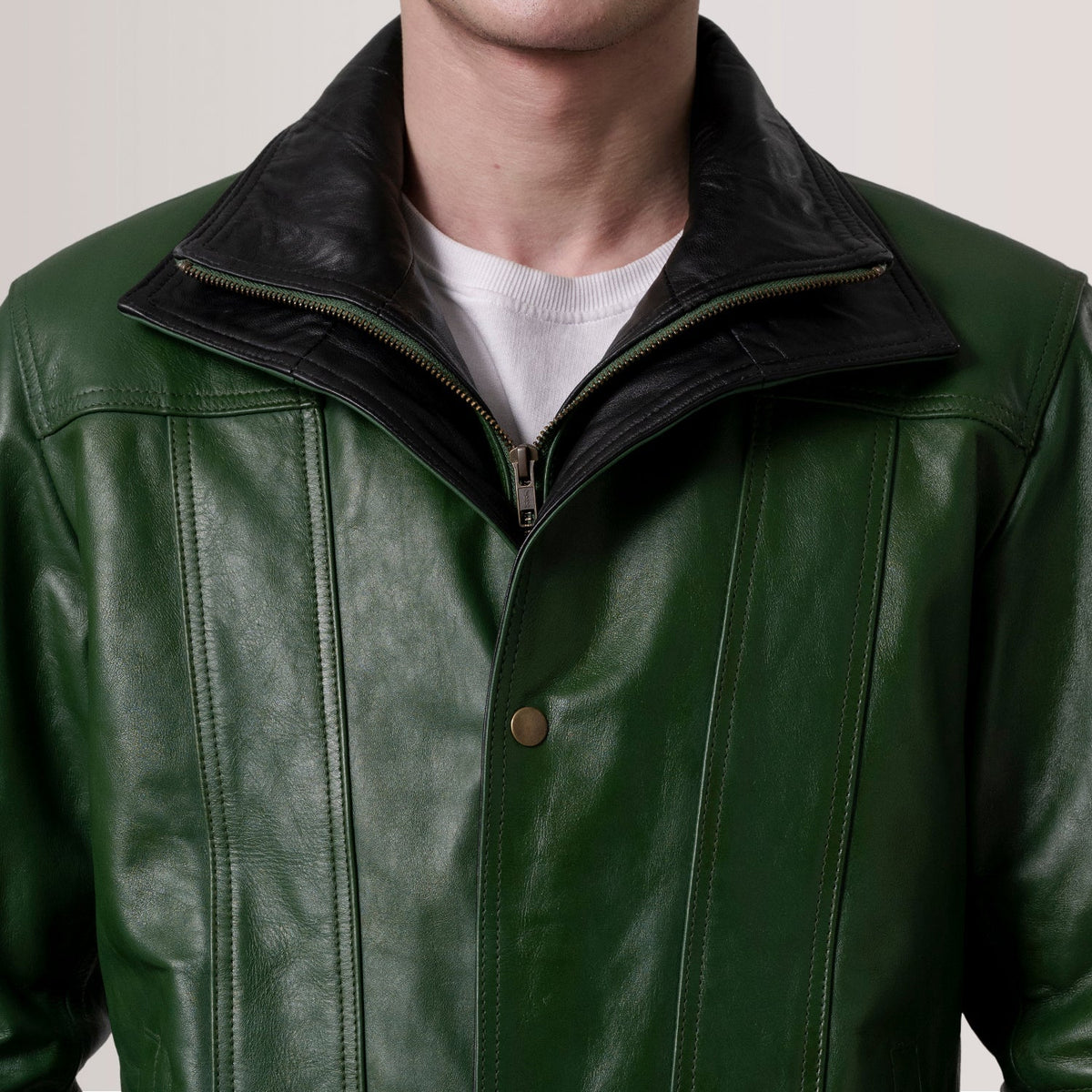 Klen Green Classic Jacket - men's jacket in green premium leather, view 6