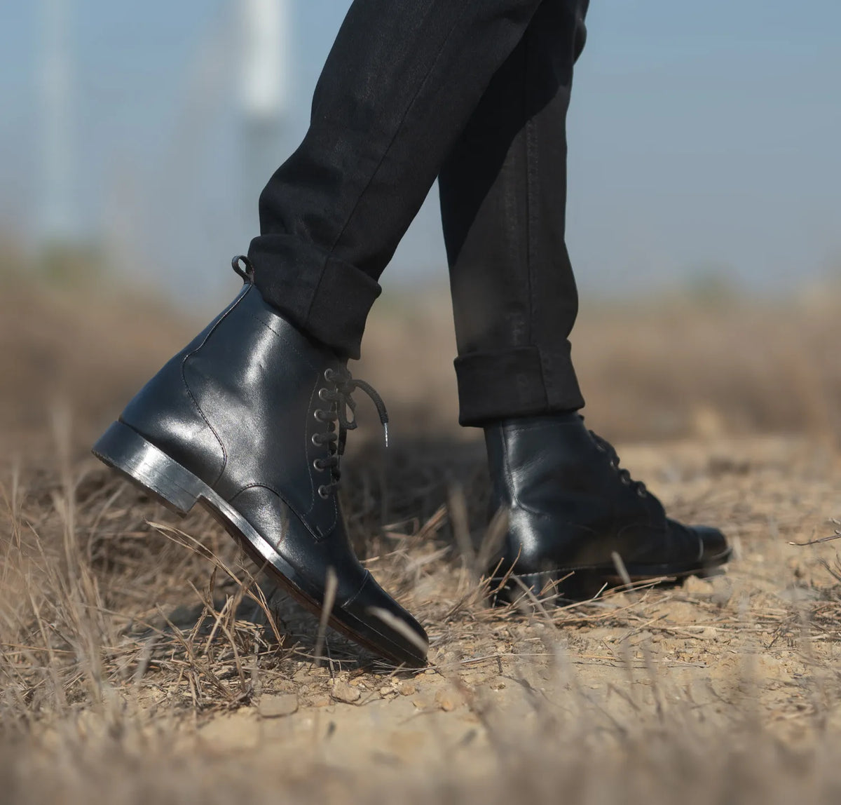 Knight Derby Black Leather Boots - men's boots in black genuine leather, view 10