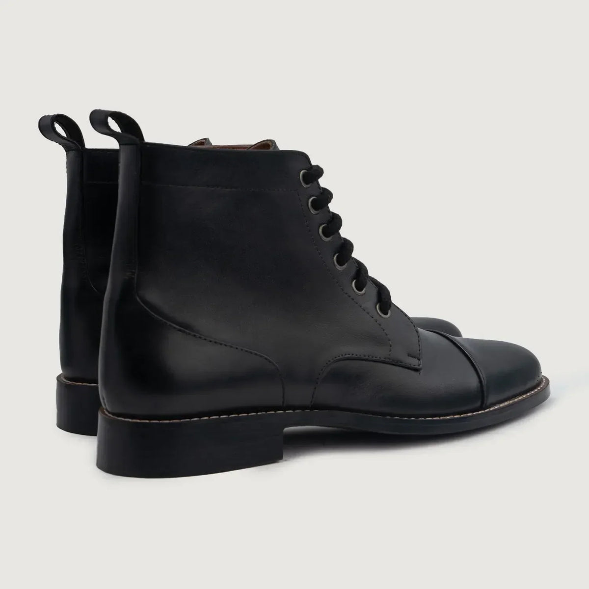Knight Derby Black Leather Boots - men's boots in black genuine leather, view 3