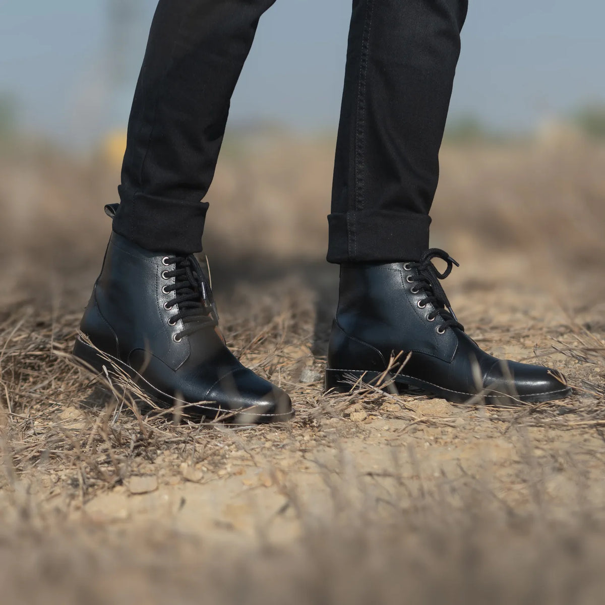 Knight Derby Black Leather Boots - men's boots in black genuine leather, view 7