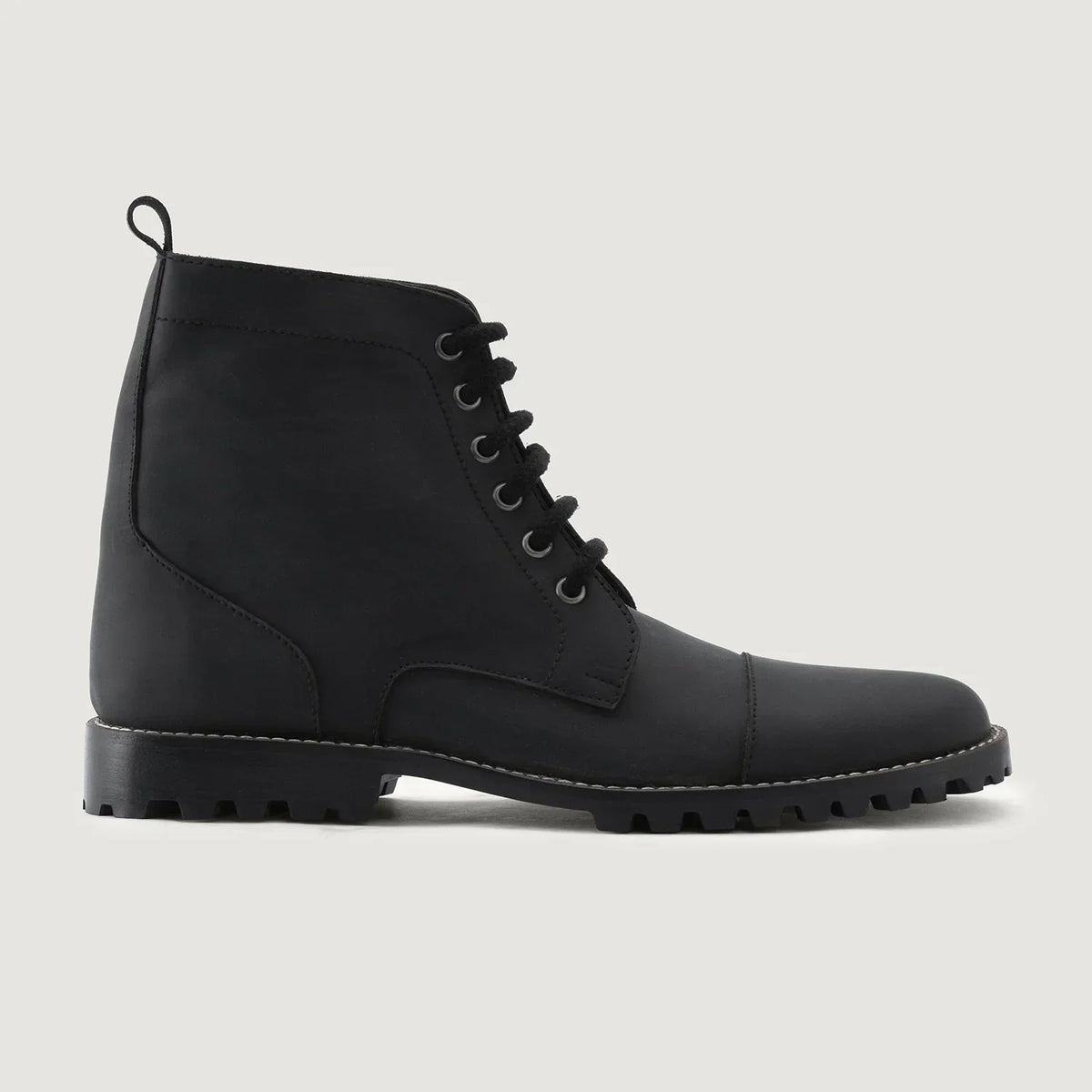 Knight Derby Black Matte Nubuck Leather Boots Trail Sole - men's boots in black nubuck leather, view 2