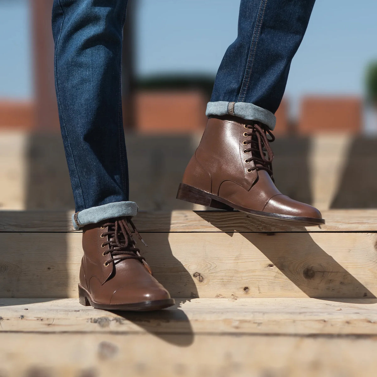 Knight Derby Brown Leather Boots - men's boots in brown genuine leather, view 10