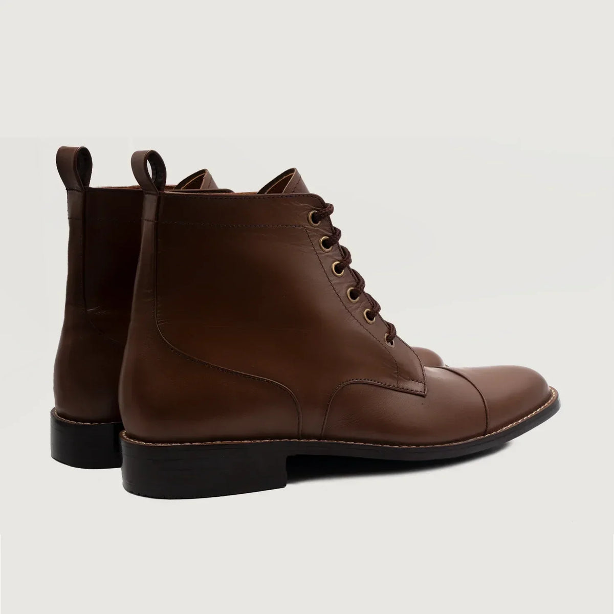 Knight Derby Brown Leather Boots - men's boots in brown genuine leather, view 3