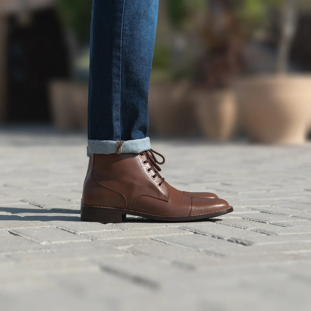 Knight Derby Brown Leather Boots - men's boots in brown genuine leather, view 7