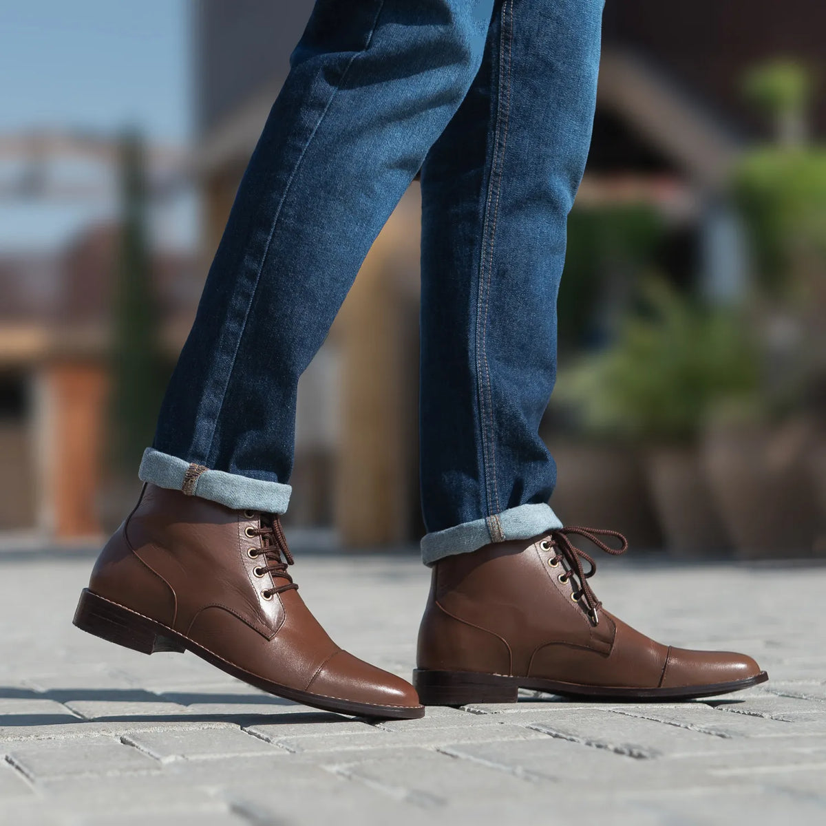 Knight Derby Brown Leather Boots - men's boots in brown genuine leather, view 8