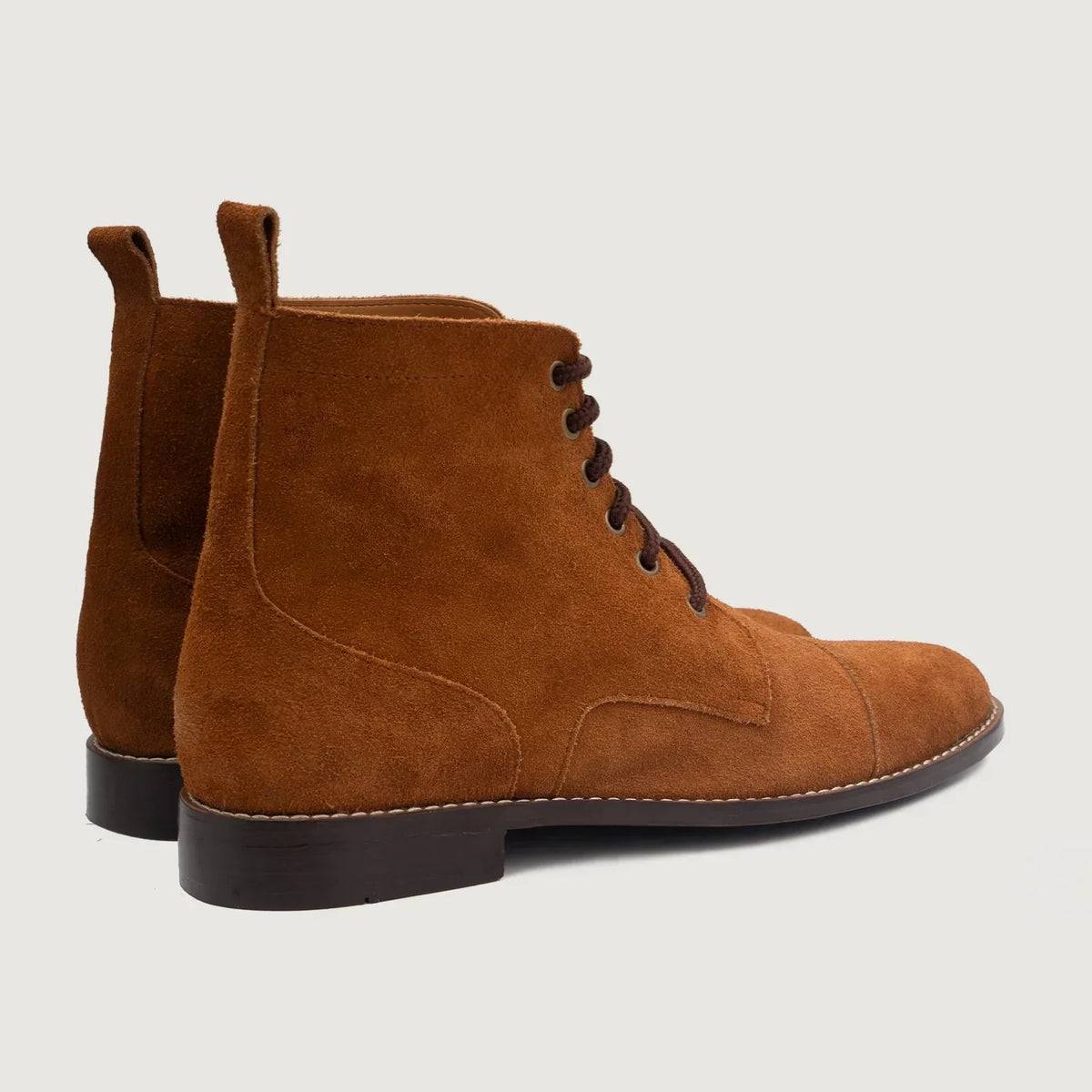 Knight Derby Brown Suede Leather Boots - men's boots in brown suede leather, view 3