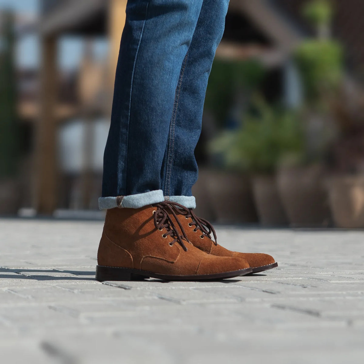 Knight Derby Brown Suede Leather Boots - men's boots in brown suede leather, view 7