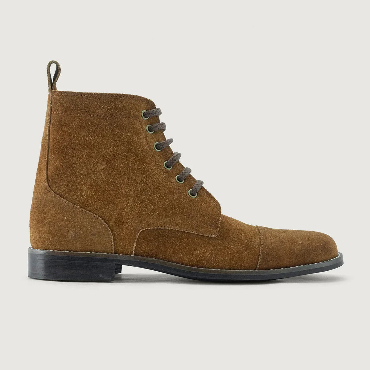 Knight Derby Brown Suede Leather Boots Rugged Sole - men's boots in brown suede leather, view 2