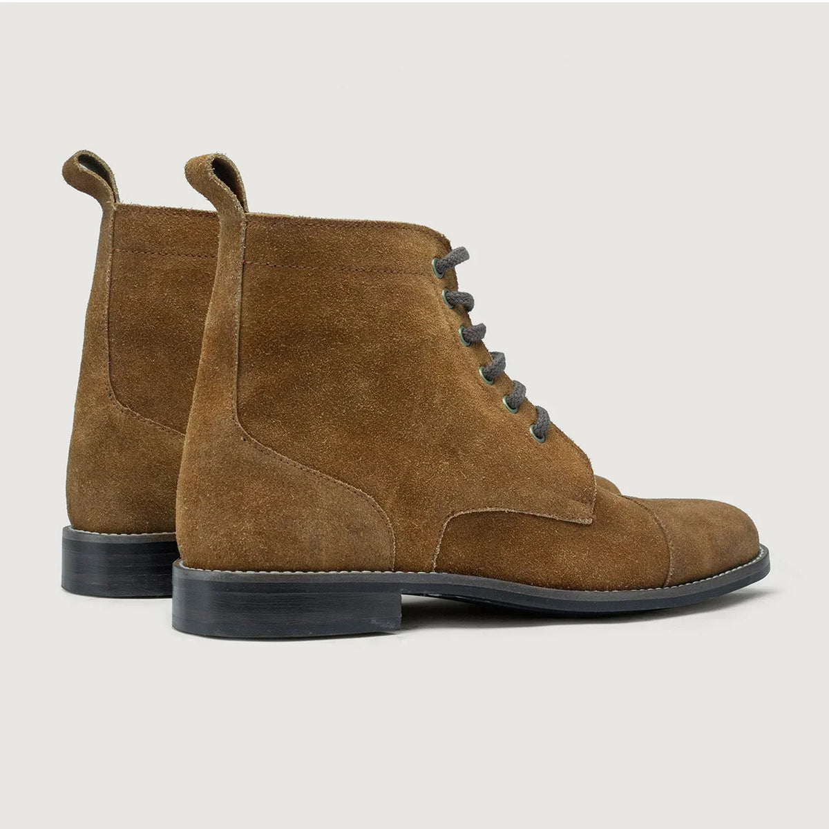 Knight Derby Brown Suede Leather Boots Rugged Sole - men's boots in brown suede leather, view 4