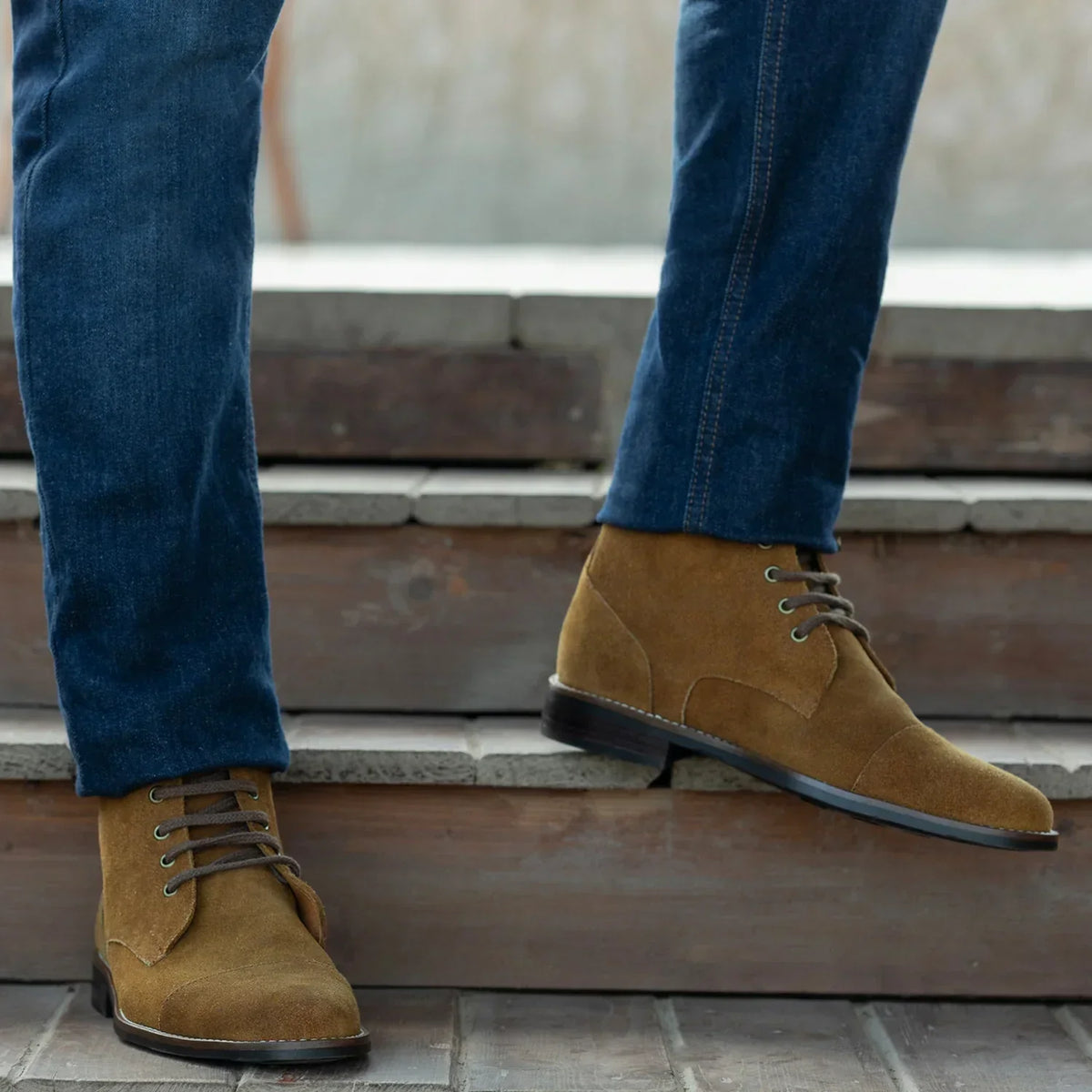 Knight Derby Brown Suede Leather Boots Rugged Sole - men's boots in brown suede leather, view 9