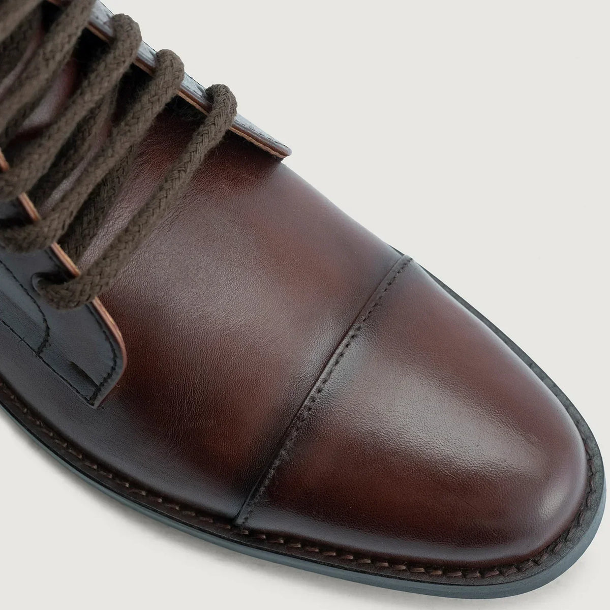 Knight Derby Burnished Brown Leather Boots Rugged Sole - men's boots in brown genuine leather, view 5