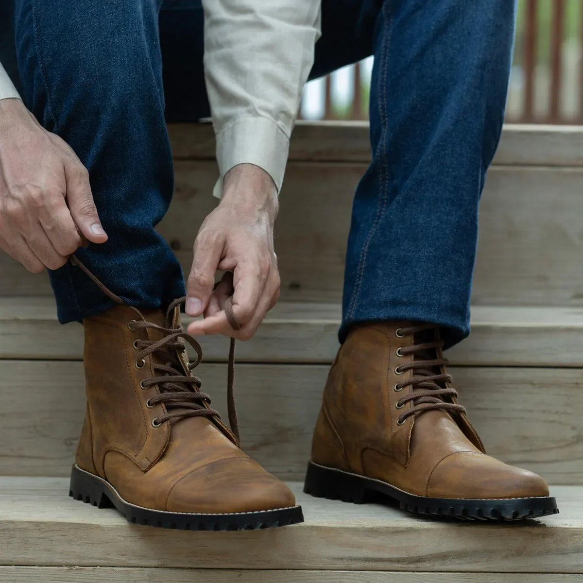 Knight Derby Burnt Copper Pullup Leather Boots Trail Sole - men's boots in burnt copper pull-up leather, view 10