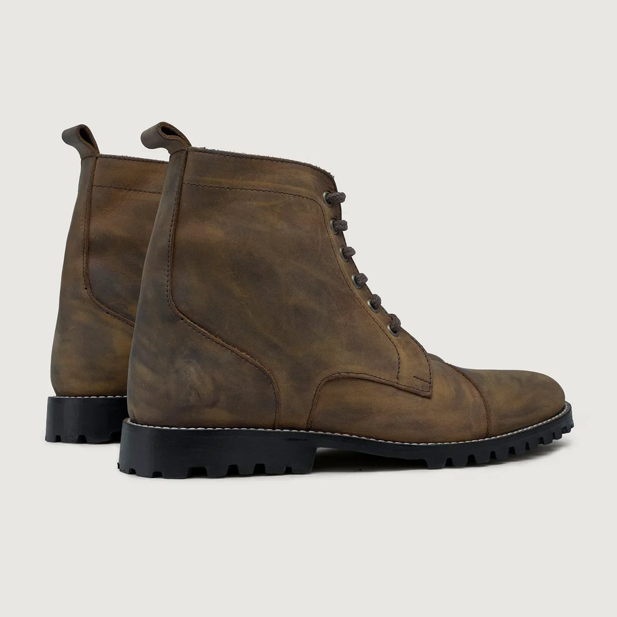 Knight Derby Burnt Copper Pullup Leather Boots Trail Sole - men's boots in burnt copper pull-up leather, view 3