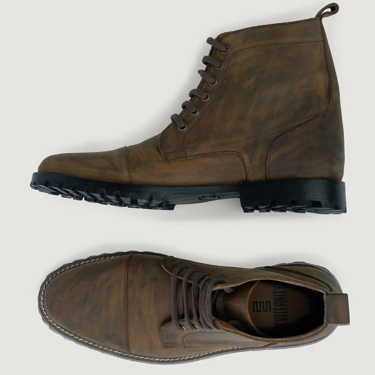 Knight Derby Burnt Copper Pullup Leather Boots Trail Sole - men's boots in burnt copper pull-up leather, view 4