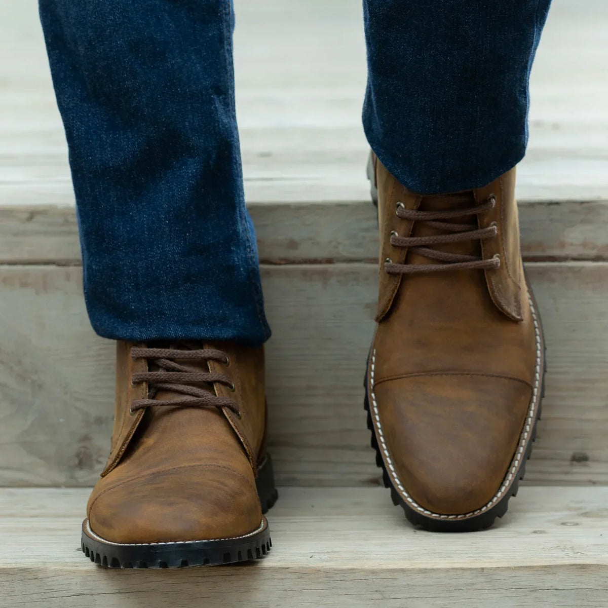 Knight Derby Burnt Copper Pullup Leather Boots Trail Sole - men's boots in burnt copper pull-up leather, view 6