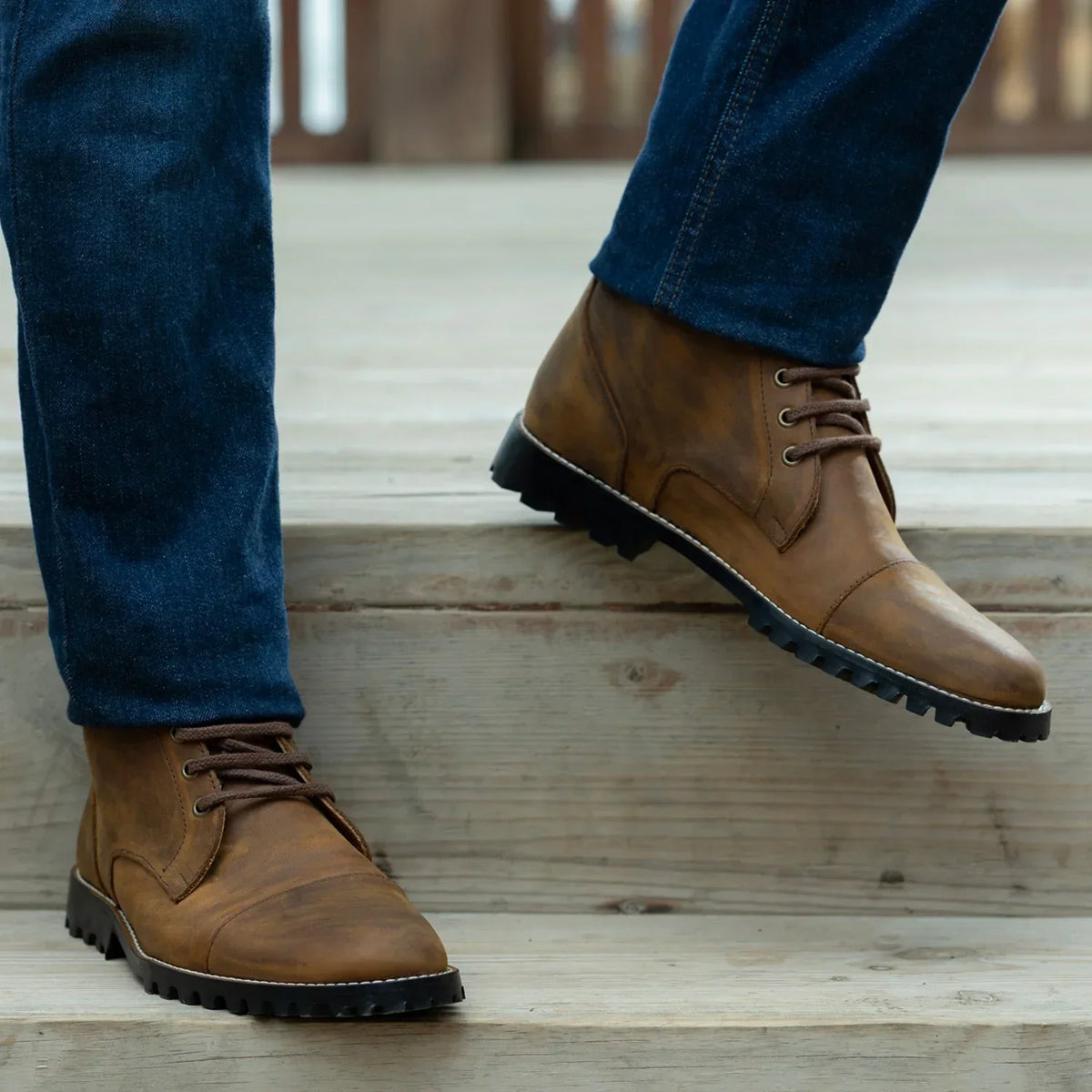 Knight Derby Burnt Copper Pullup Leather Boots Trail Sole - men's boots in burnt copper pull-up leather, view 9