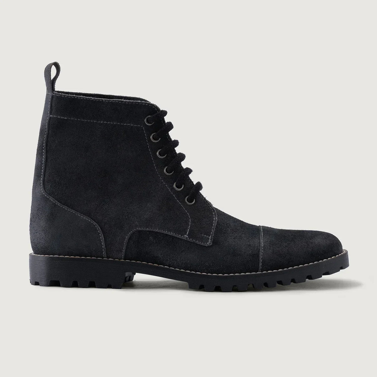 Knight Derby Grey Suede Leather Boots Trail Sole - men's boots in grey suede leather, view 2