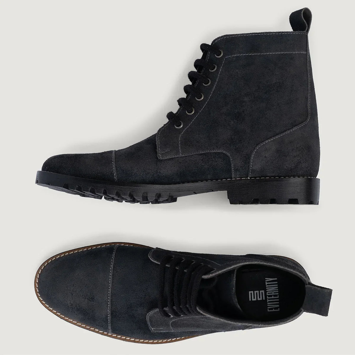 Knight Derby Grey Suede Leather Boots Trail Sole - men's boots in grey suede leather, view 3
