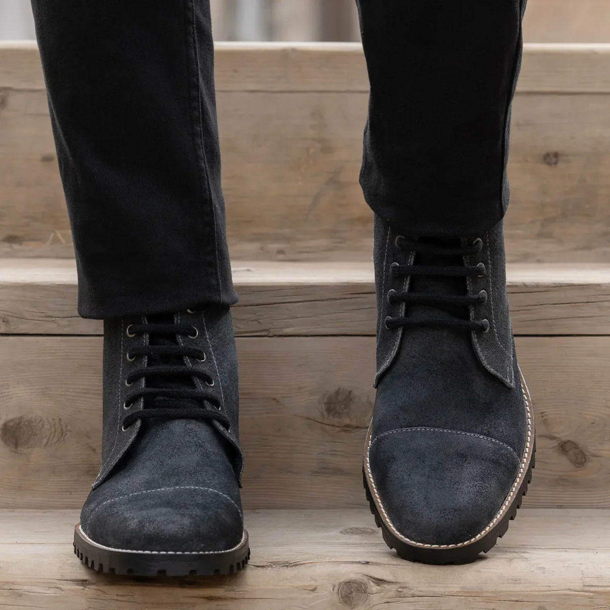 Knight Derby Grey Suede Leather Boots Trail Sole - men's boots in grey suede leather, view 5