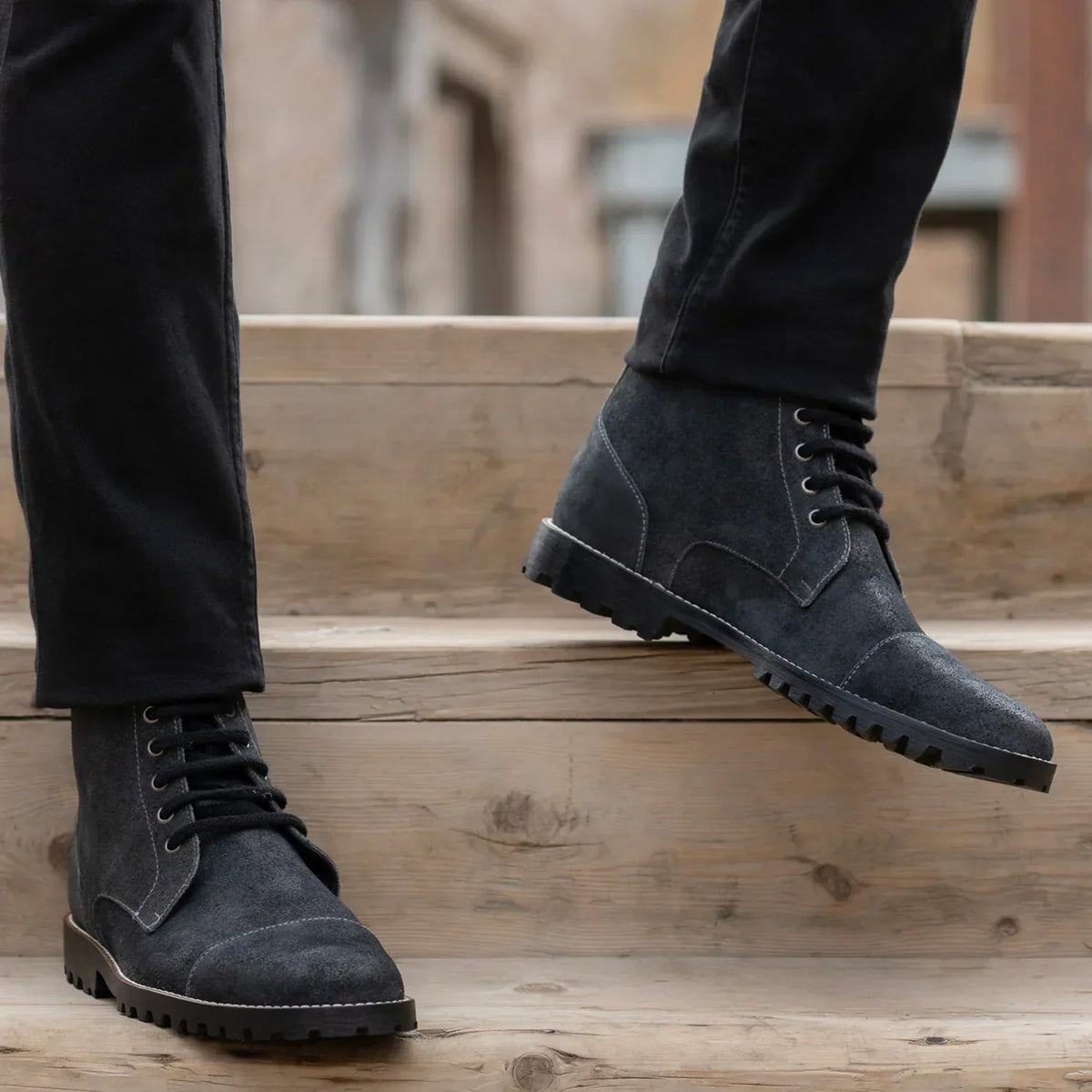 Knight Derby Grey Suede Leather Boots Trail Sole - men's boots in grey suede leather, view 6