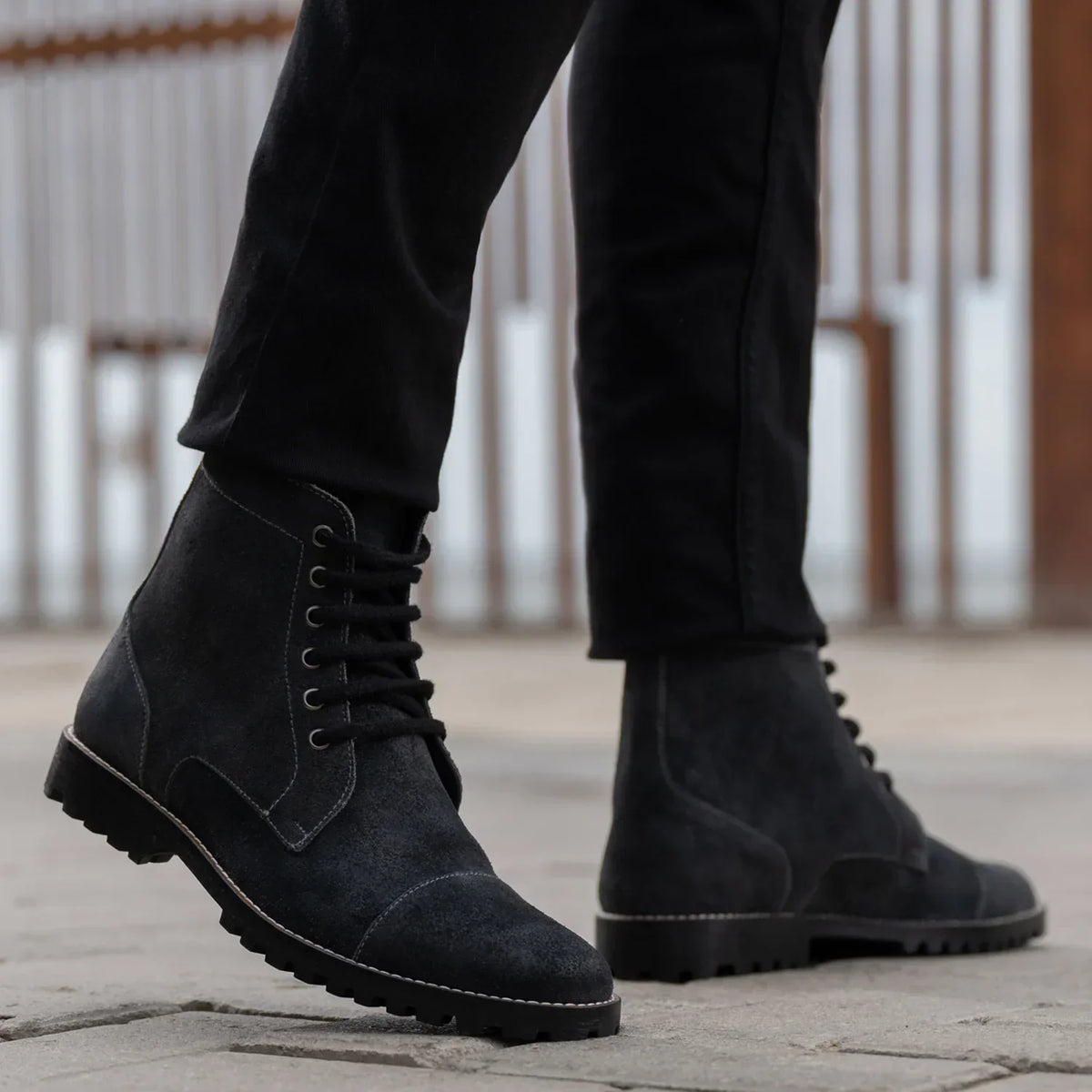 Knight Derby Grey Suede Leather Boots Trail Sole - men's boots in grey suede leather, view 7