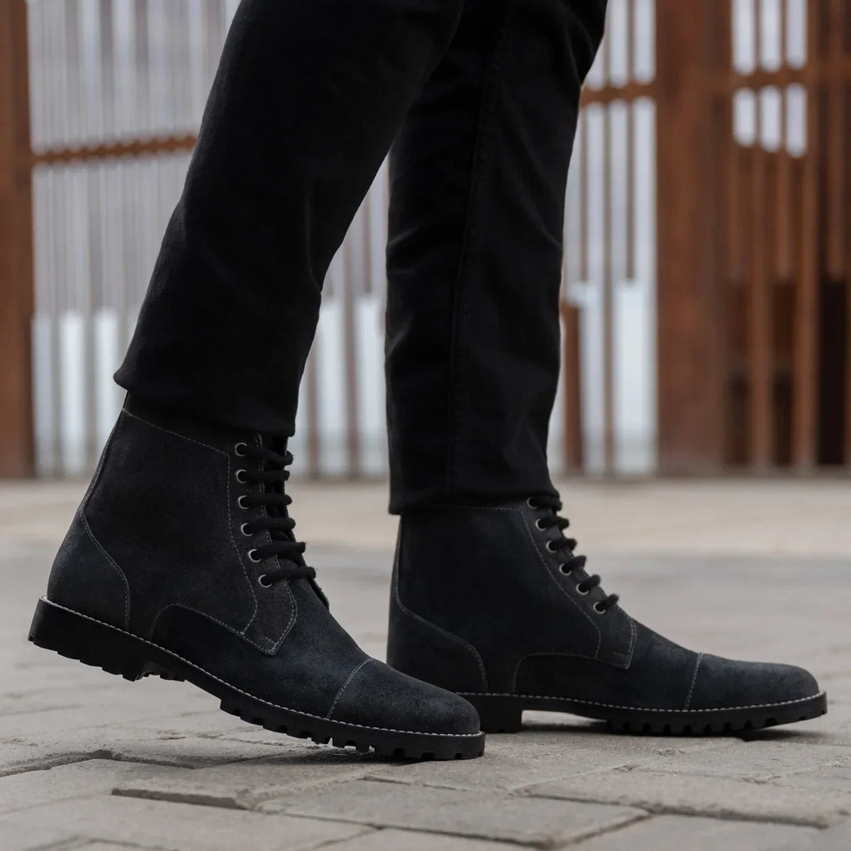 Knight Derby Grey Suede Leather Boots Trail Sole - men's boots in grey suede leather, view 8