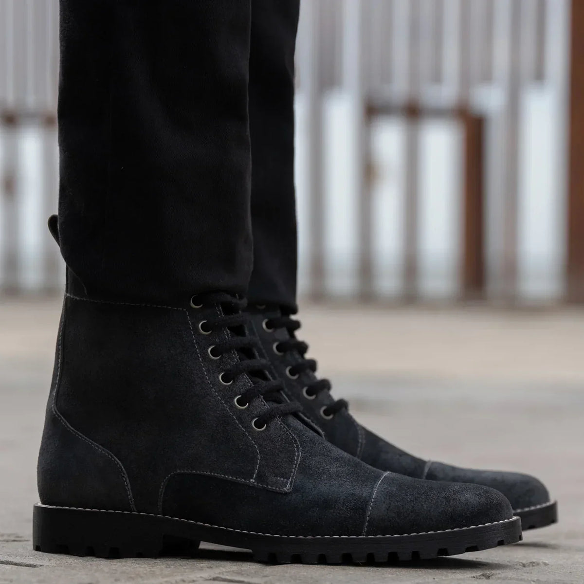 Knight Derby Grey Suede Leather Boots Trail Sole - men's boots in grey suede leather, view 9