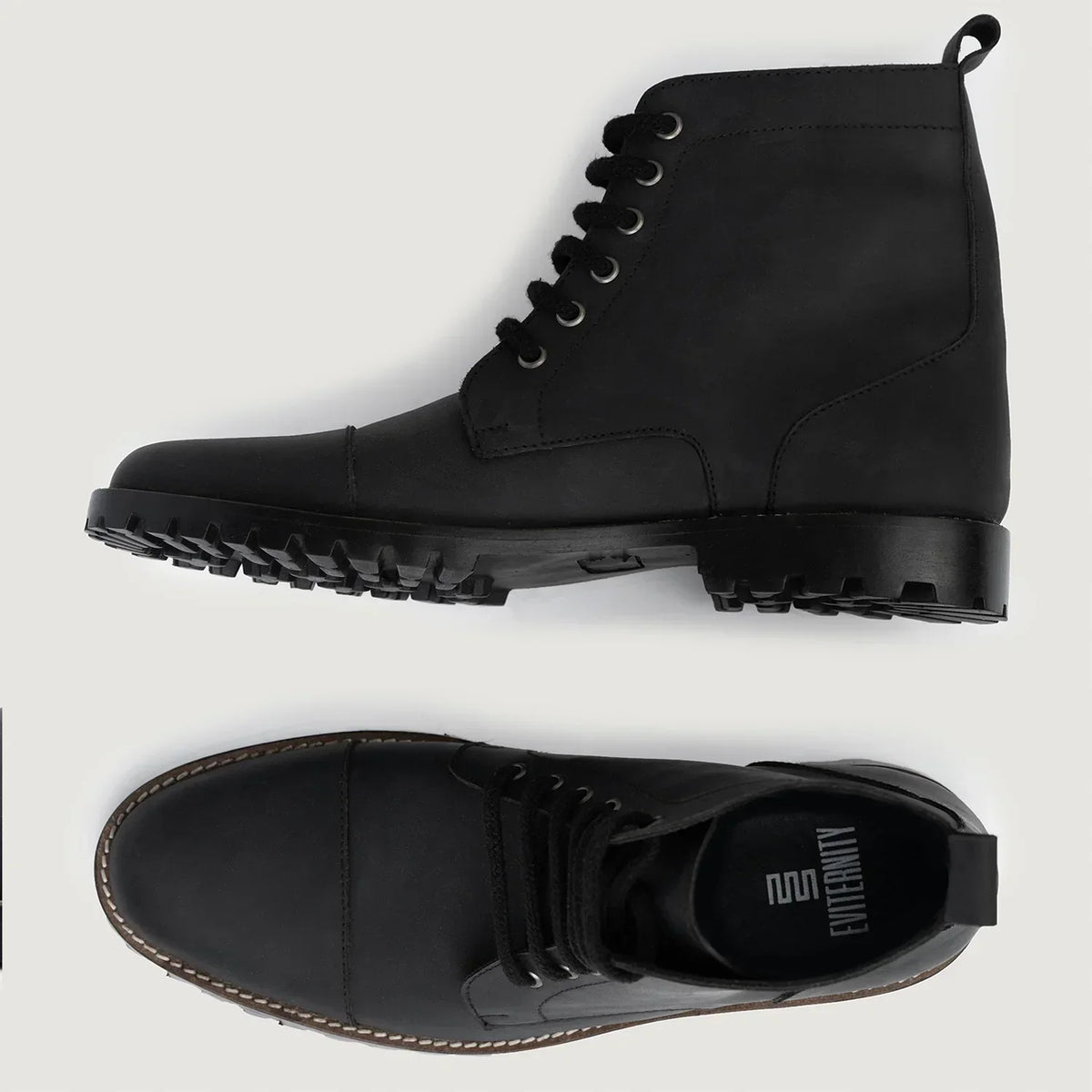 Knight Derby Matte Black Pullup Leather Boots Trail Sole - men's boots in black pull-up leather, view 3