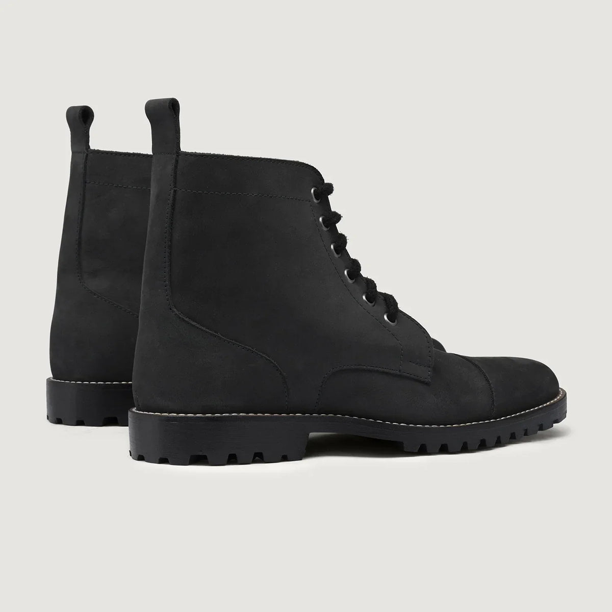 Knight Derby Matte Black Pullup Leather Boots Trail Sole - men's boots in black pull-up leather, view 4