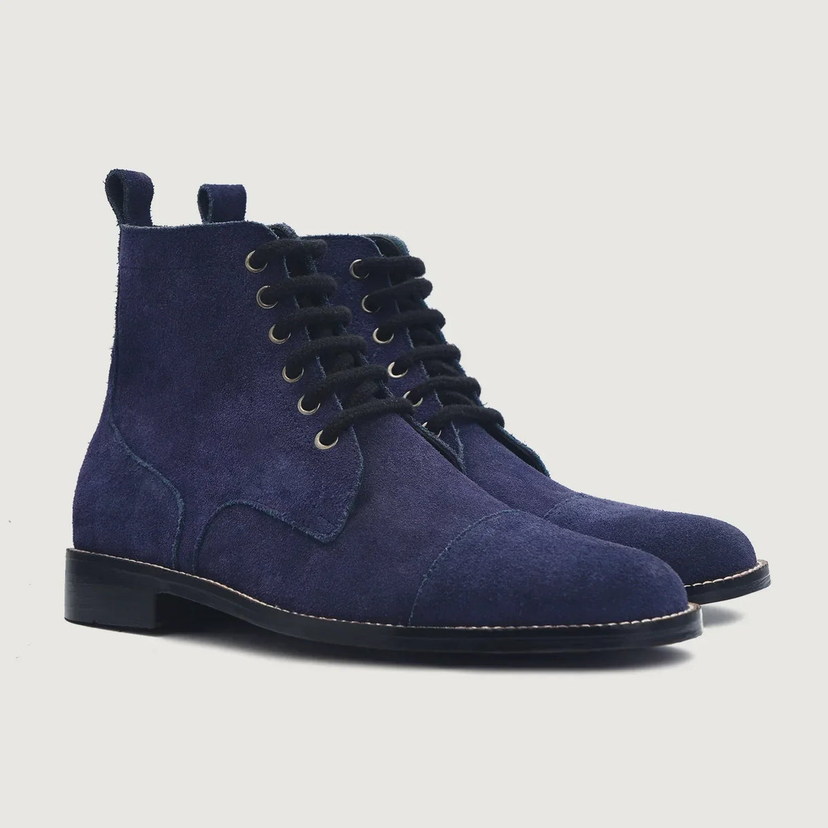Knight Derby Midnight Blue Suede Leather Boots - men's boots in midnight blue suede leather, view 1