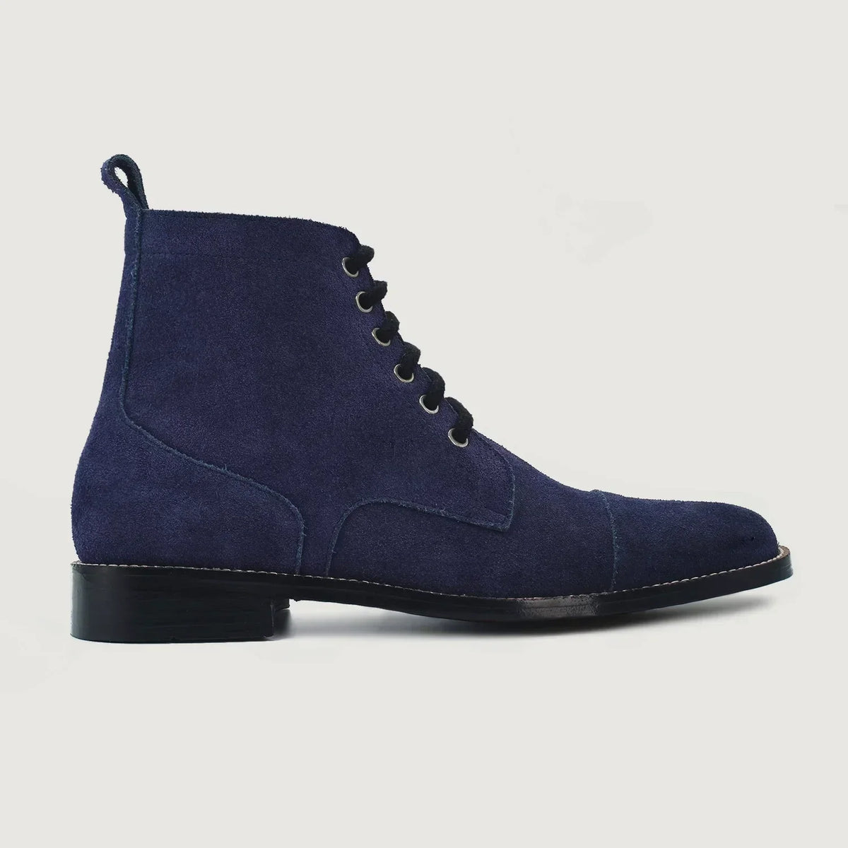 Knight Derby Midnight Blue Suede Leather Boots - men's boots in midnight blue suede leather, view 2