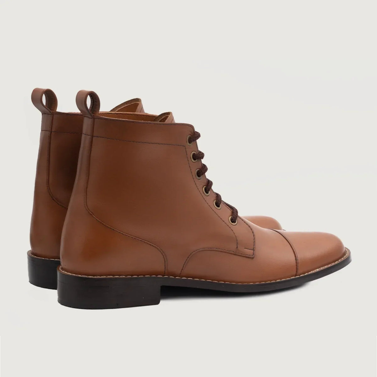Knight Derby Tan Leather Boots - men's boots in tan genuine leather, view 3