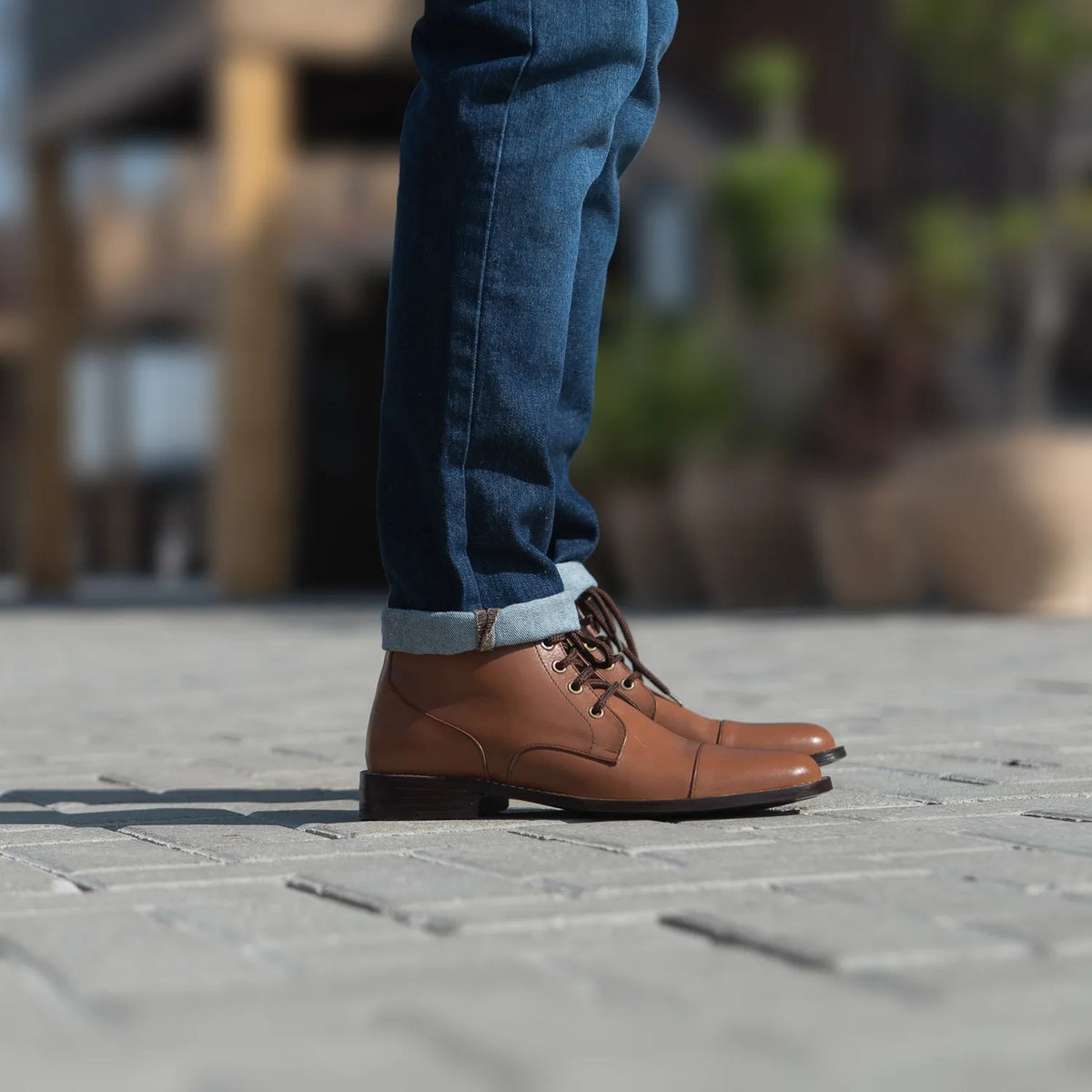 Knight Derby Tan Leather Boots - men's boots in tan genuine leather, view 5