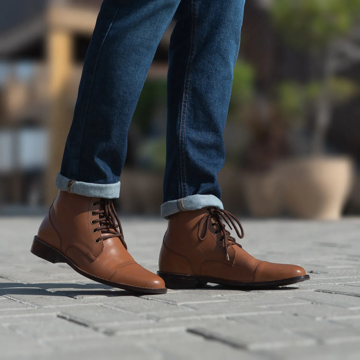 Knight Derby Tan Leather Boots - men's boots in tan genuine leather, view 7