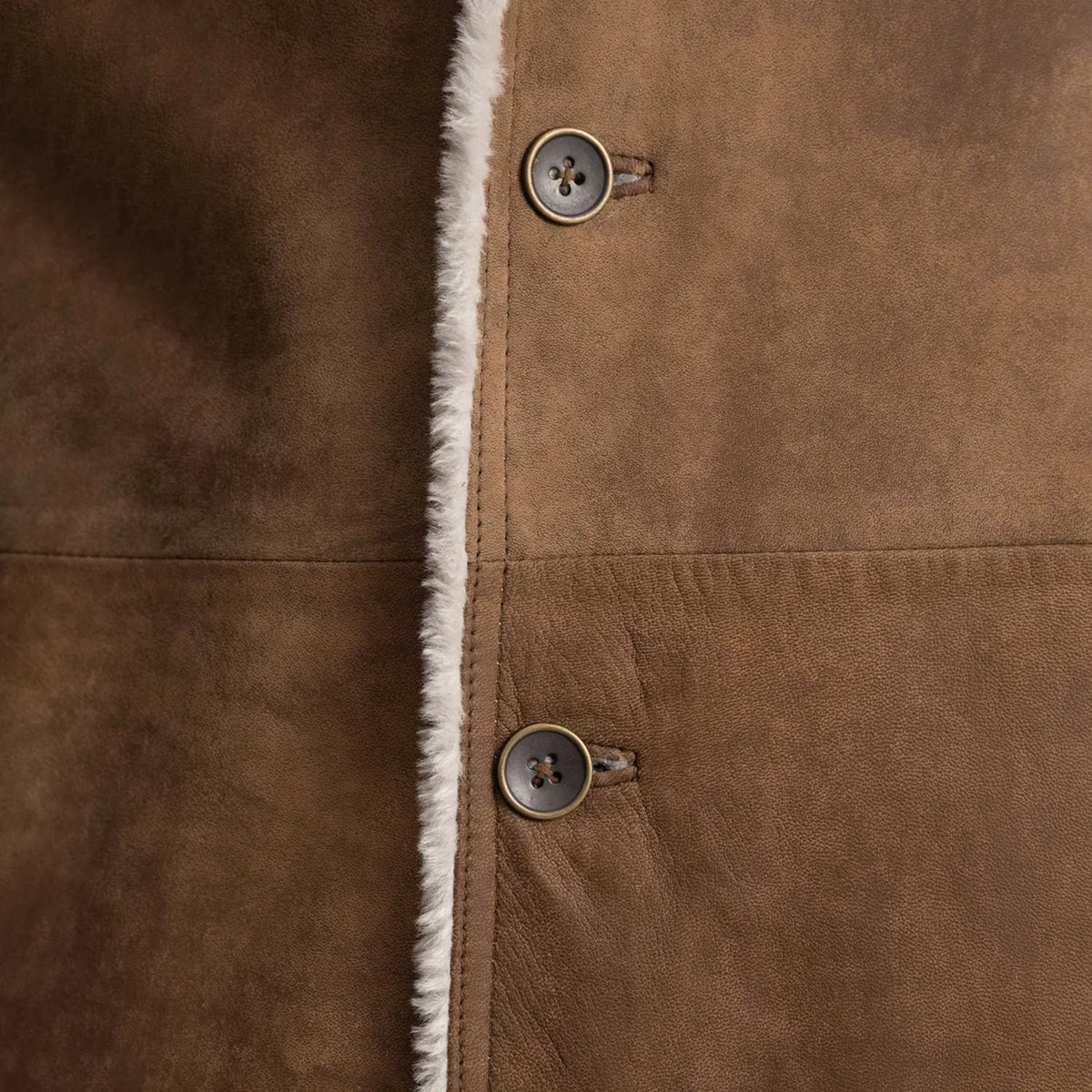 Kolby Distressed Brown Leather Shearling Coat - men's coat in brown sheepskin leather, view 4