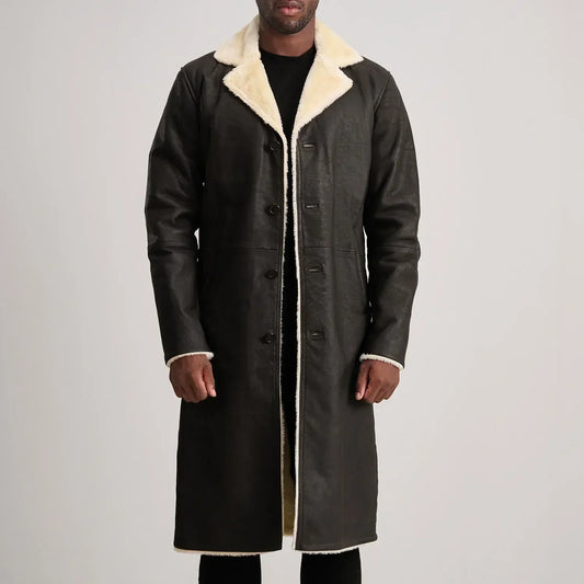 Kolby Brown Shearling Coat - men's coat in brown sheepskin leather, view 1