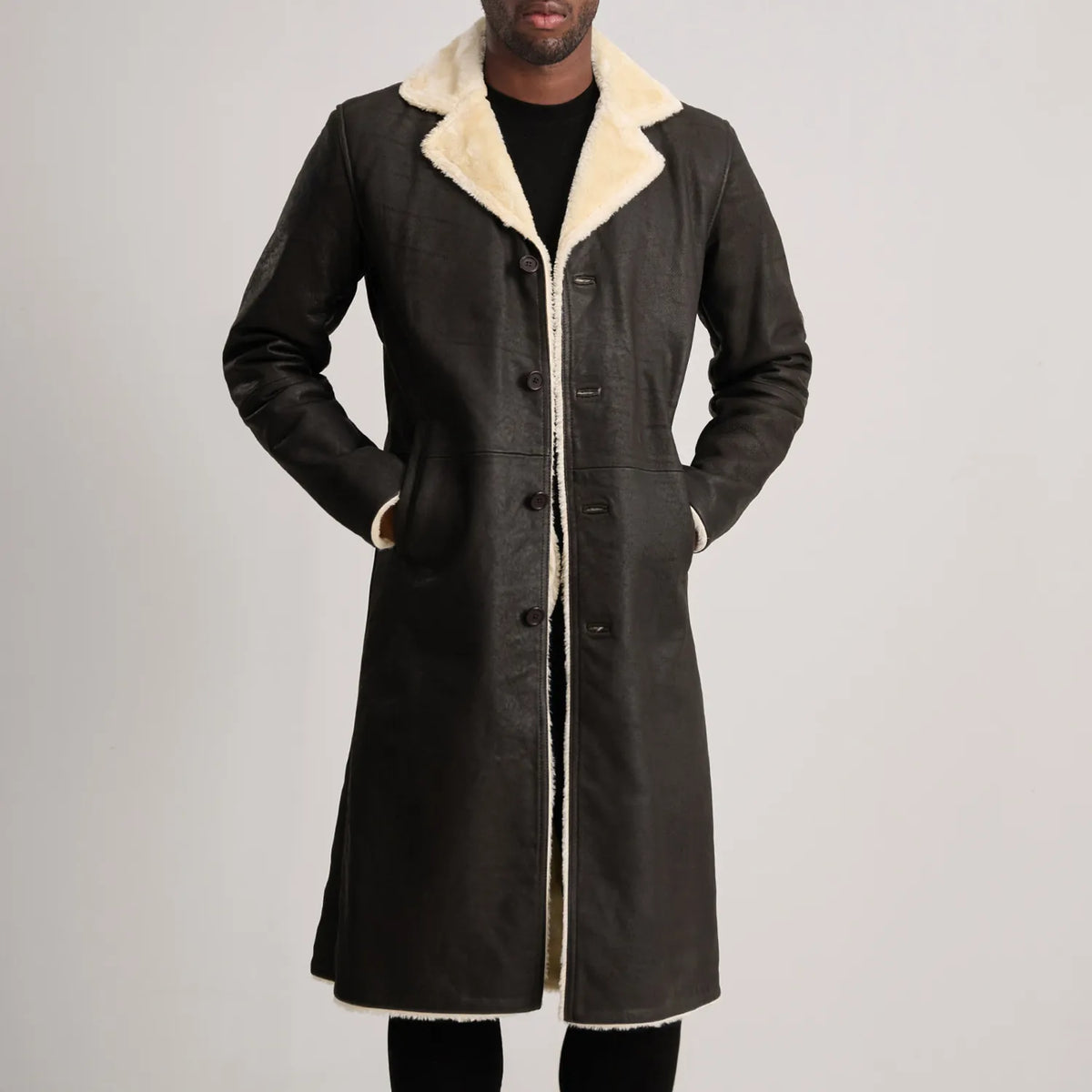 Kolby Brown Shearling Coat - men's coat in brown sheepskin leather, view 4