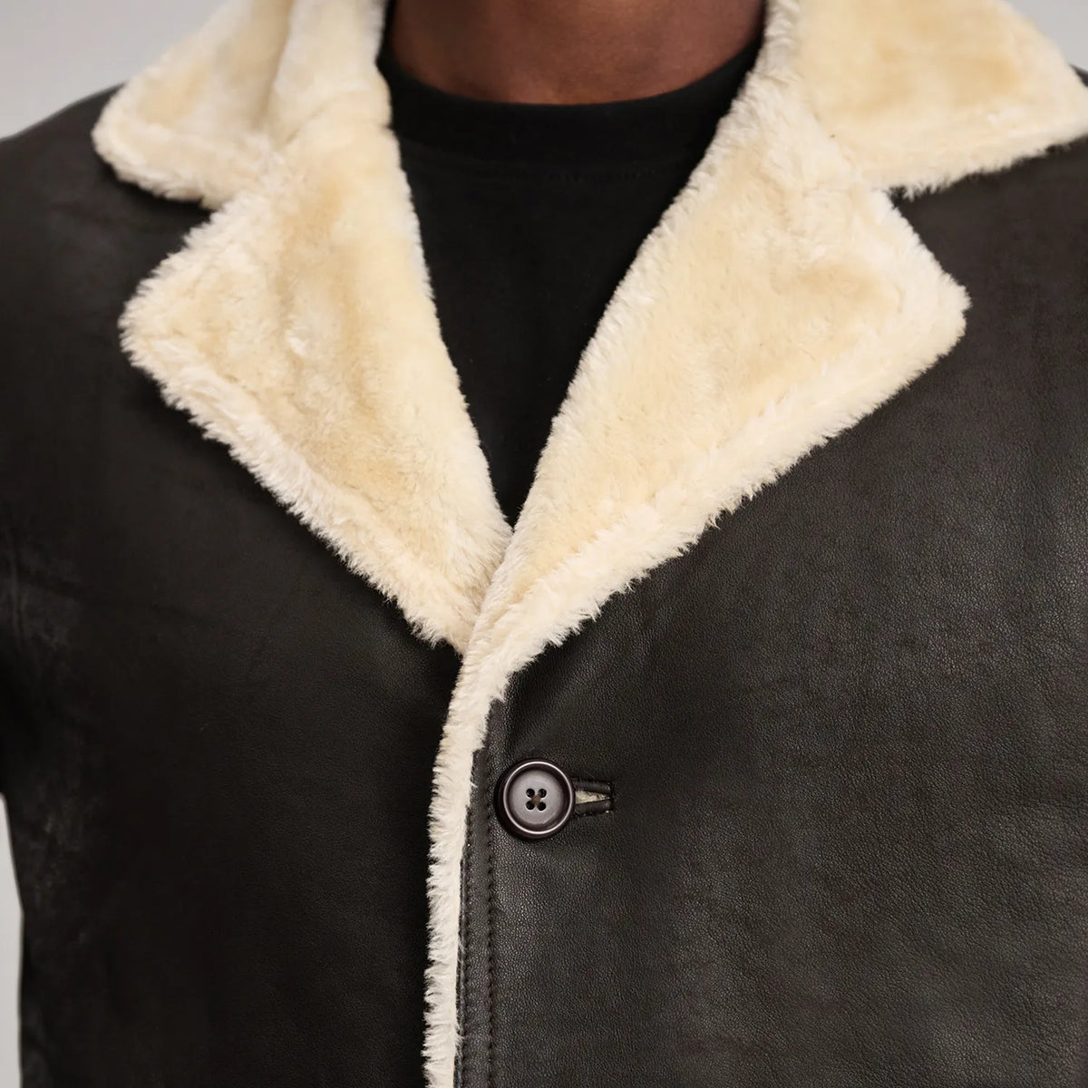 Kolby Brown Shearling Coat - men's coat in brown sheepskin leather, view 6