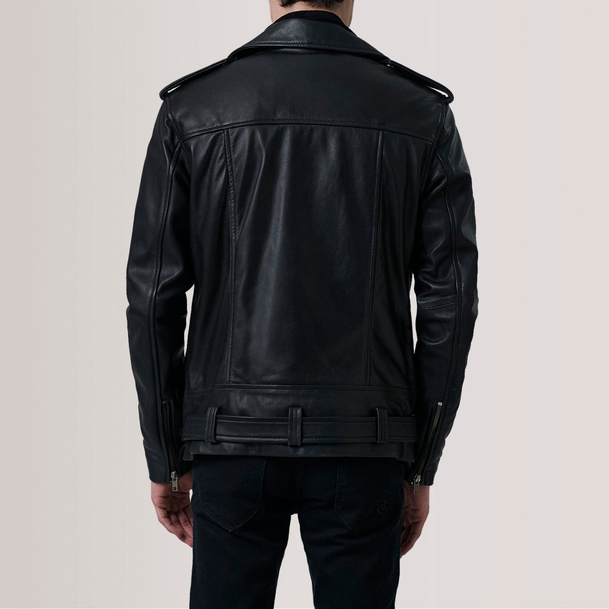 Kole Black Leather Double Rider Jacket - men's jacket in black premium leather, view 4