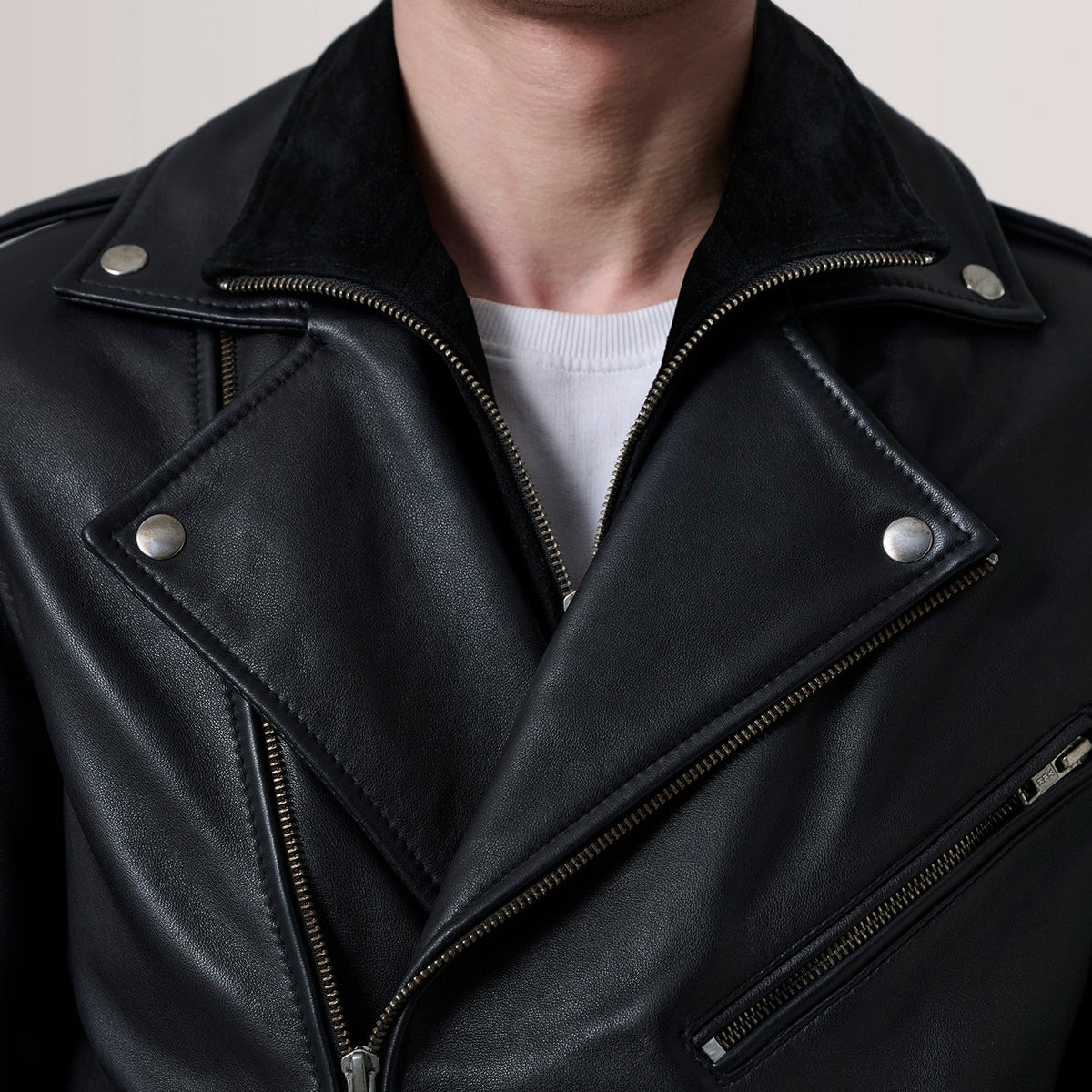 Kole Black Leather Double Rider Jacket - men's jacket in black premium leather, view 6