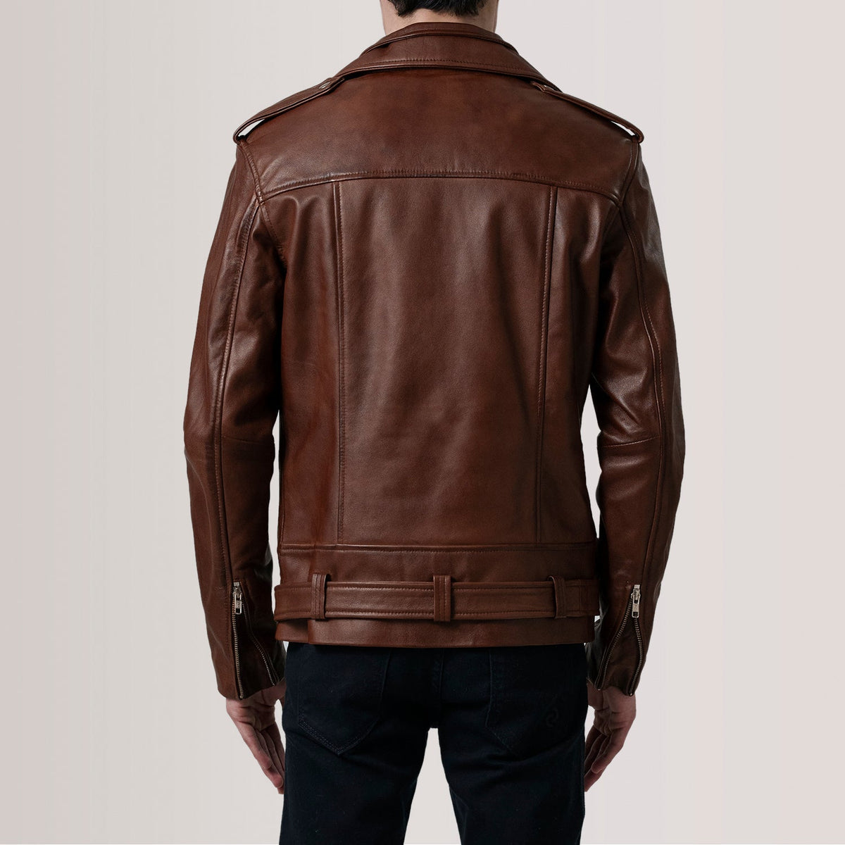Kole Waxed Brown Leather Double Rider Jacket - men's jacket in brown premium leather, view 4