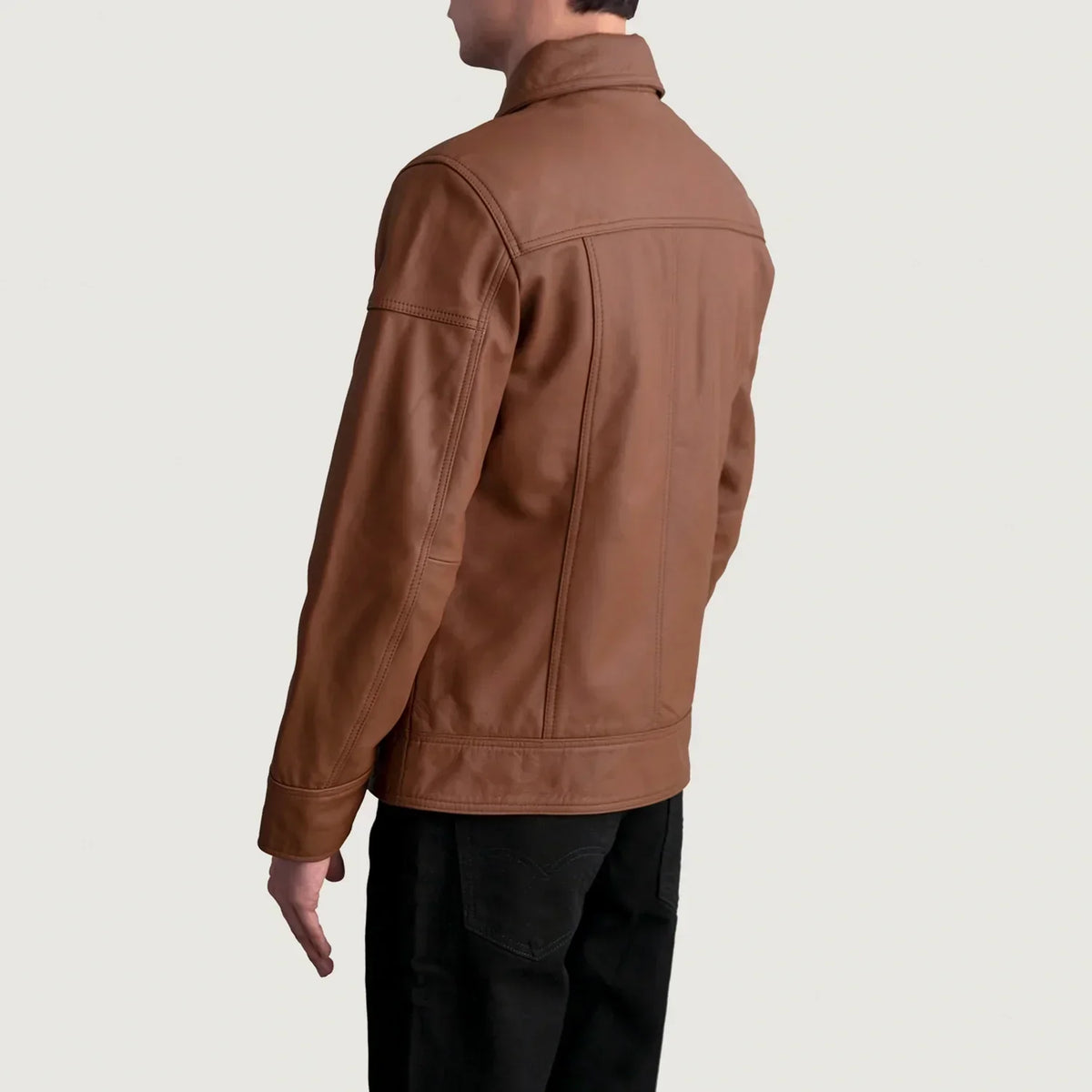 Lavendard Matte Brown Leather Biker Jacket - men's jacket in brown premium leather, view 6