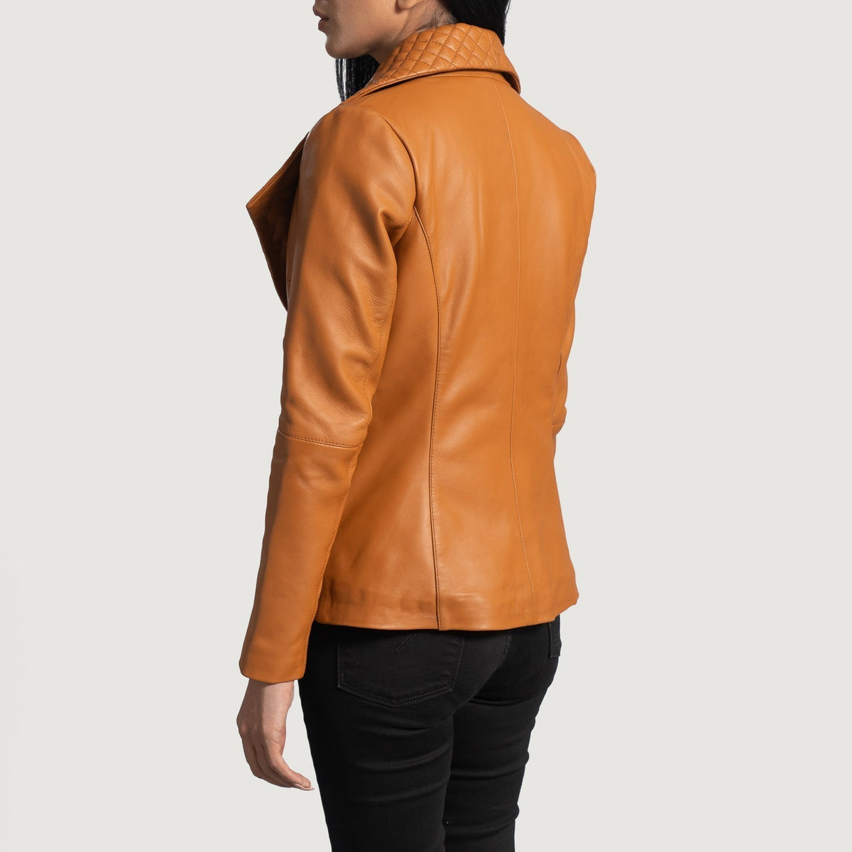 Brex Lee Tan Brown Leather Blazer - women's blazer in tan brown sheepskin leather, view 5
