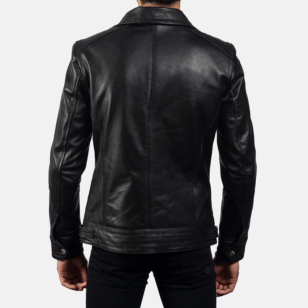 Legacy Black Leather Biker Jacket - men's jacket in black cowhide leather, view 5