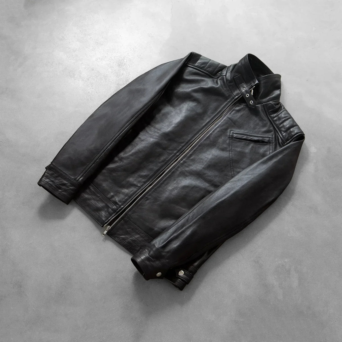 Legacy Black Leather Biker Jacket - men's jacket in black cowhide leather, view 7