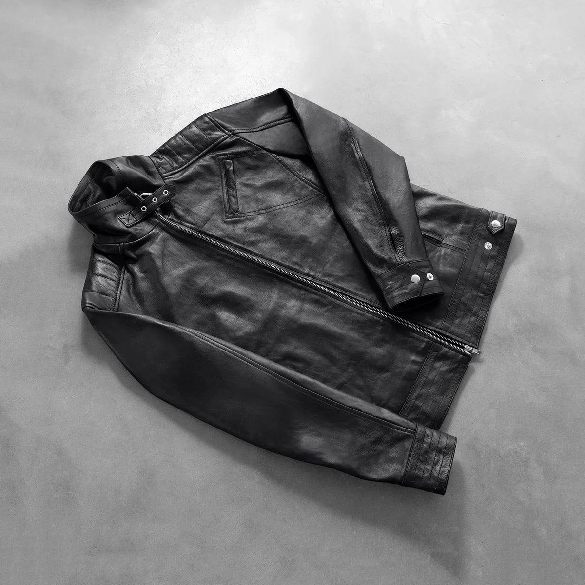 Legacy Black Leather Biker Jacket - men's jacket in black cowhide leather, view 8