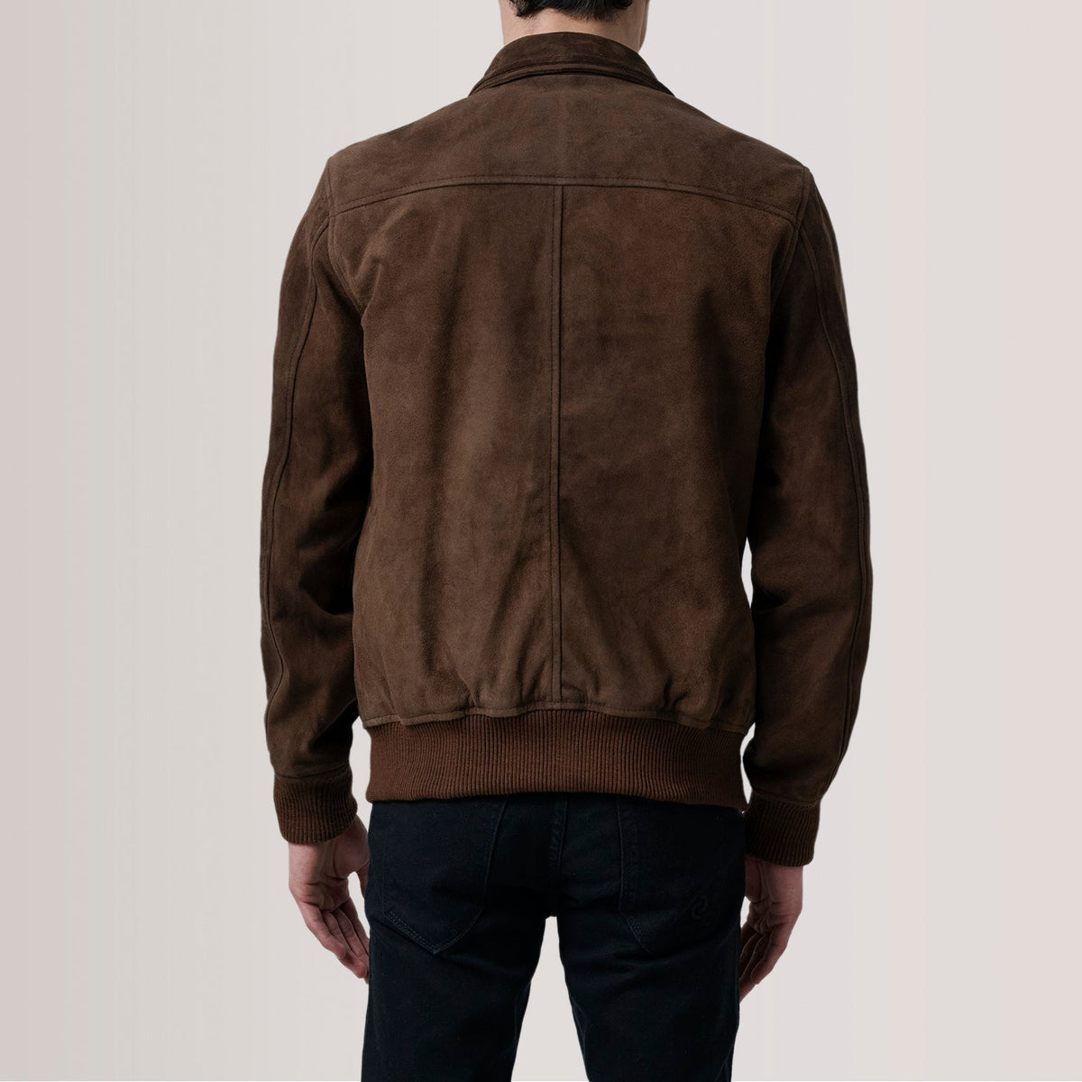Lester Brown Suede Bomber Jacket - men's jacket in brown suede leather, view 5